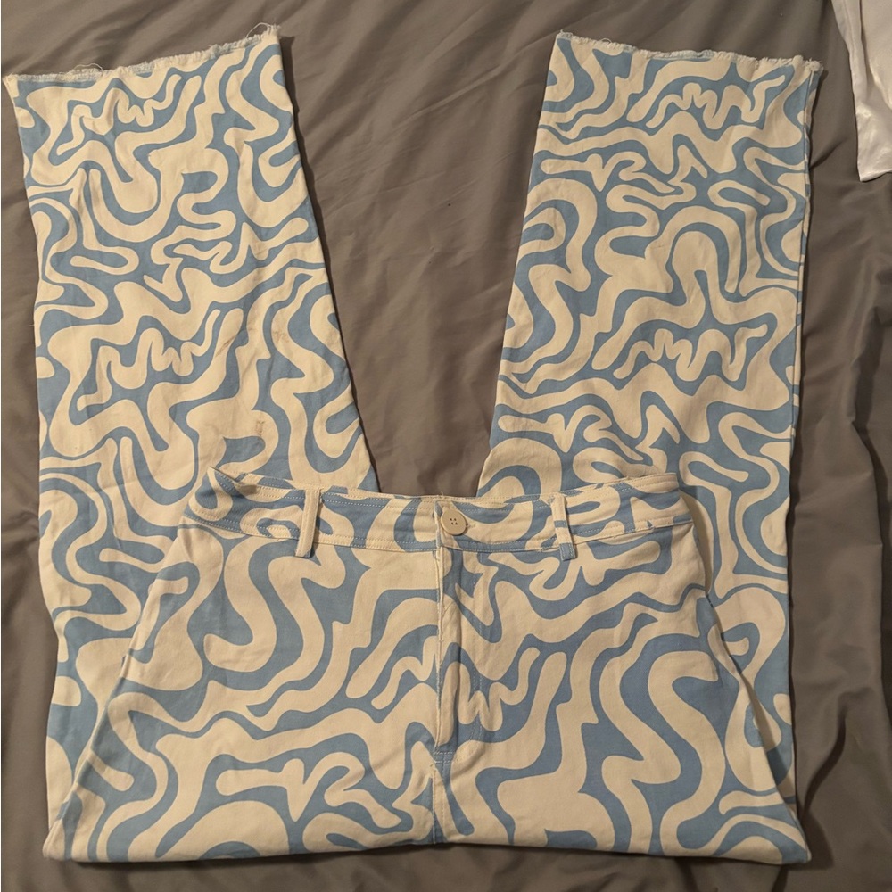 Blue and White Patterned Jeans